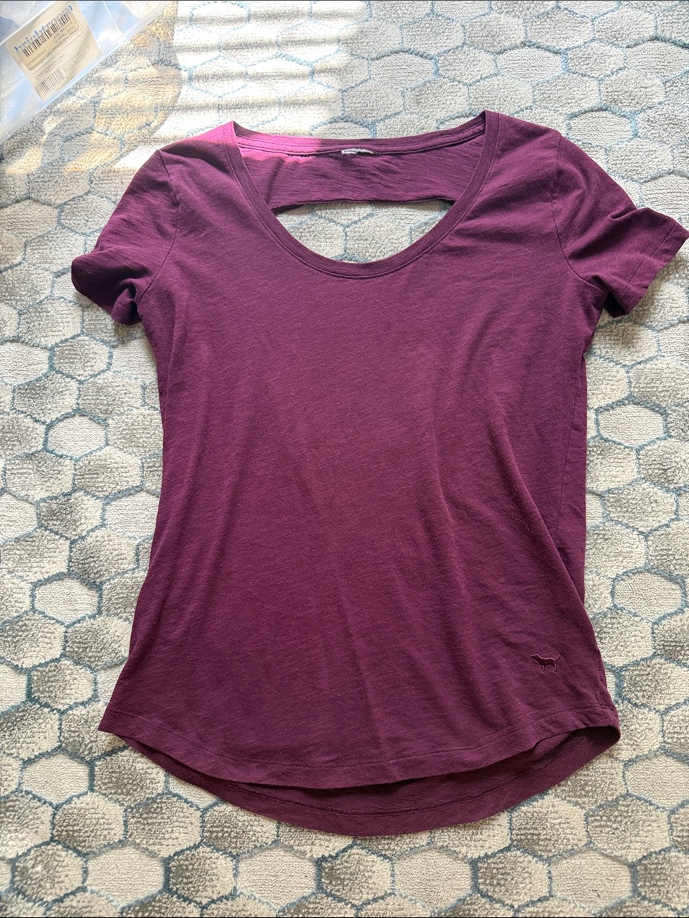 Victoria’s secret Pink Plum Short-Sleeve Scoop Neck Top with Back Cutout